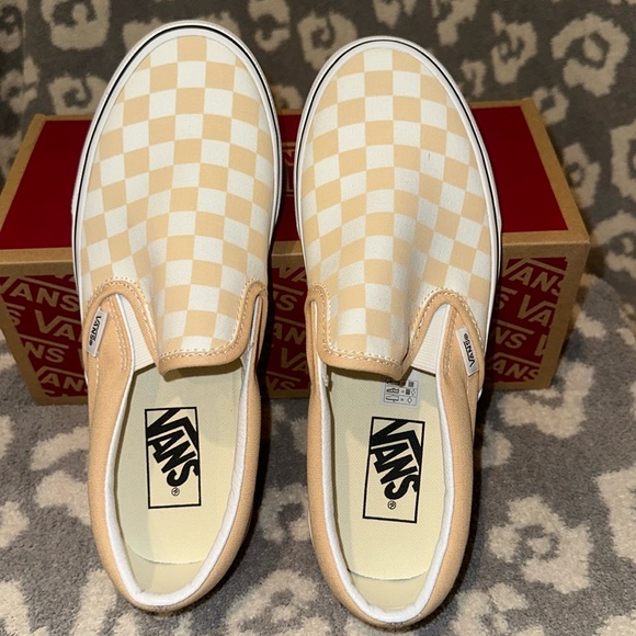 Vans Classic Slip-On Theory Checkerboard 🍯 Honey Peach🍑 New 🆕 & Never Worn - Picture 6 of 17